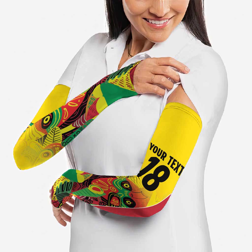 Custom Guyana Football Arm Sleeves Golden Jaguars Spirit - Yellow - Wonder Print Shop