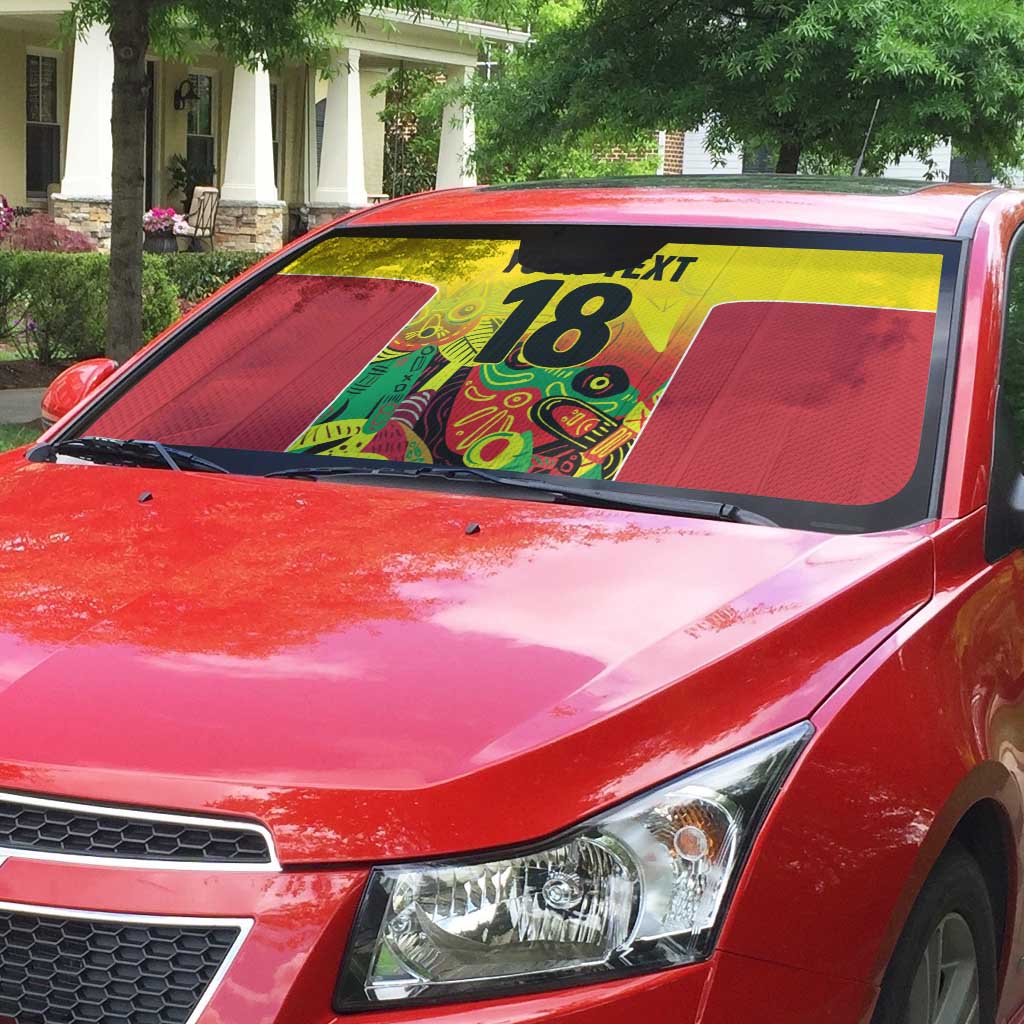 Custom Guyana Football Auto Sun Shade Golden Jaguars Spirit - Yellow - Wonder Print Shop