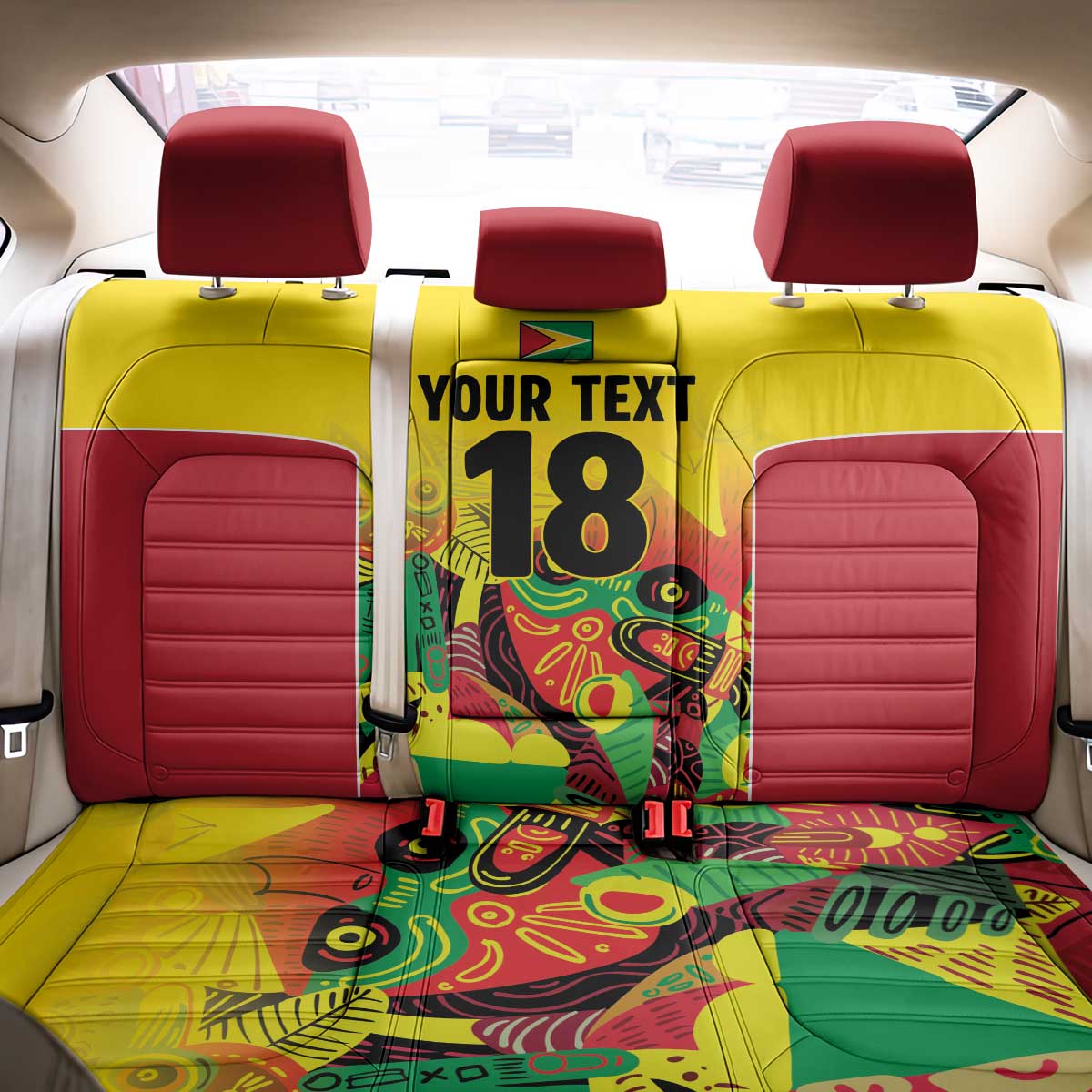 Custom Guyana Football Back Car Seat Cover Golden Jaguars Spirit - Yellow - Wonder Print Shop