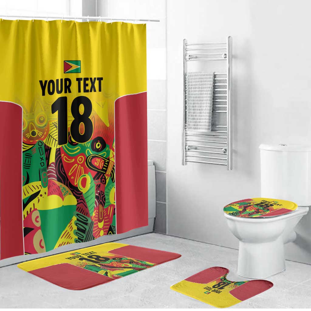 Custom Guyana Football Bathroom Set Golden Jaguars Spirit - Yellow - Wonder Print Shop