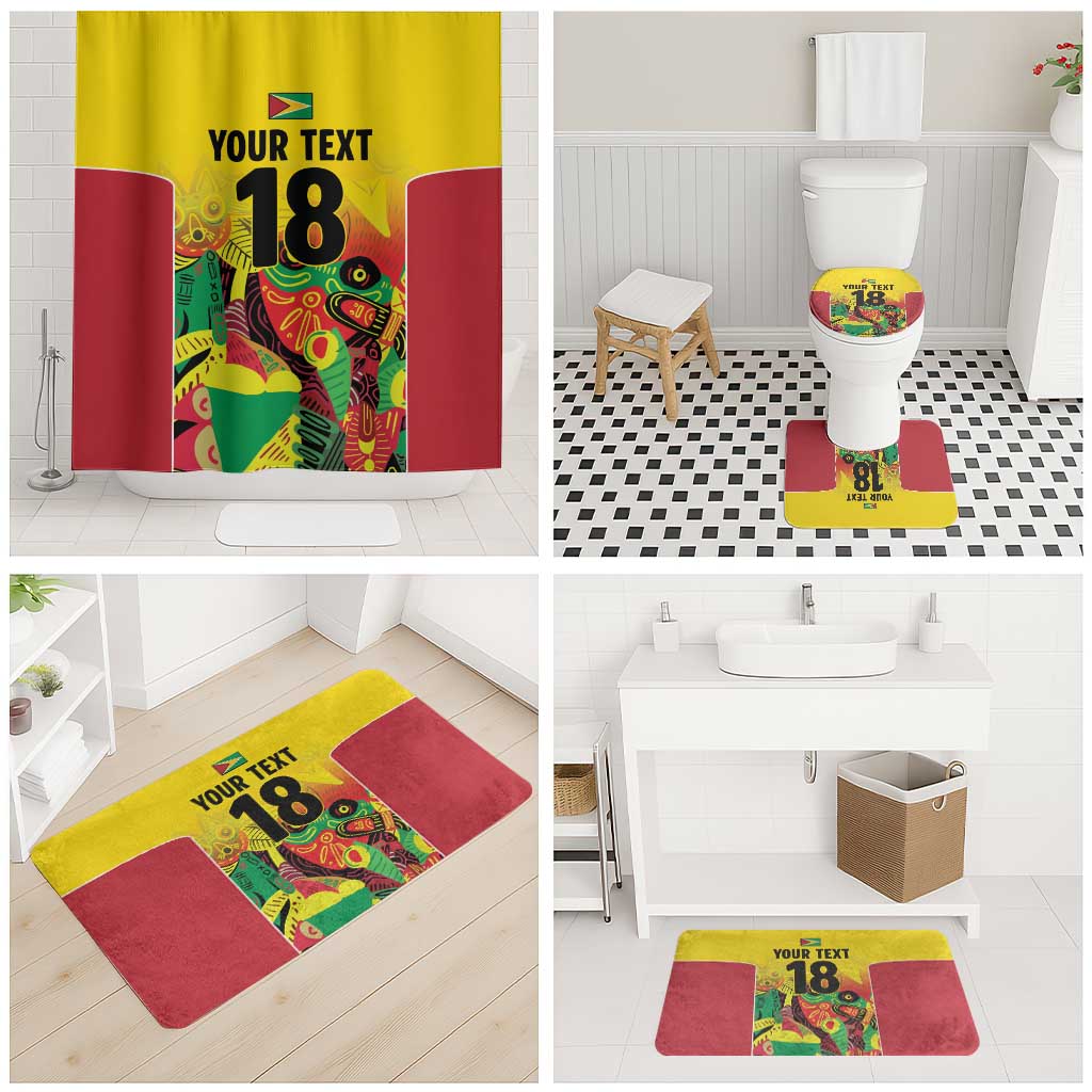 Custom Guyana Football Bathroom Set Golden Jaguars Spirit - Yellow - Wonder Print Shop