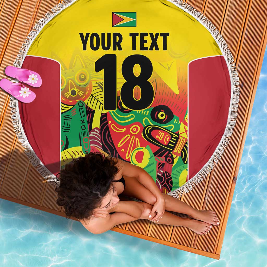 Custom Guyana Football Beach Blanket Golden Jaguars Spirit - Yellow - Wonder Print Shop