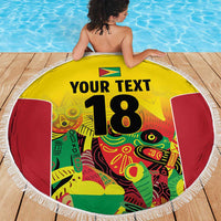 Custom Guyana Football Beach Blanket Golden Jaguars Spirit - Yellow - Wonder Print Shop