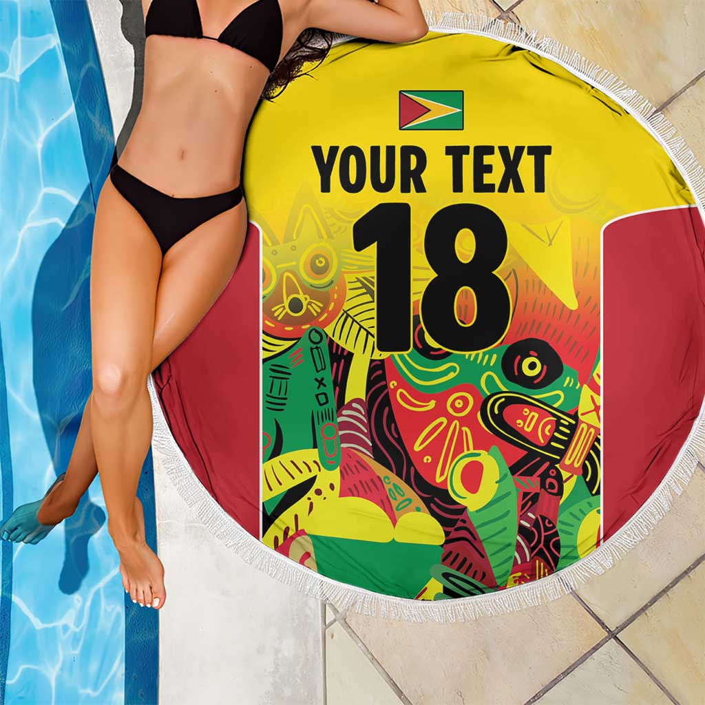 Custom Guyana Football Beach Blanket Golden Jaguars Spirit - Yellow - Wonder Print Shop