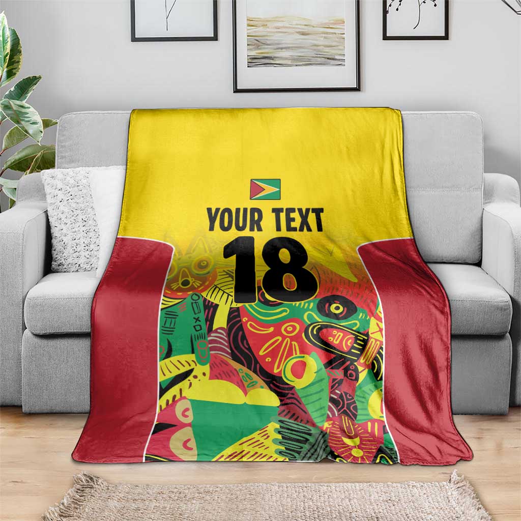 Custom Guyana Football Blanket Golden Jaguars Spirit - Yellow - Wonder Print Shop