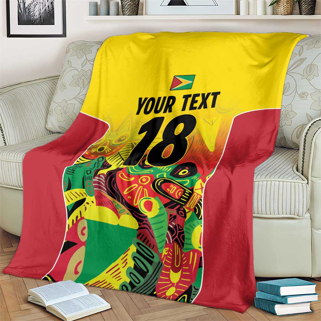 Custom Guyana Football Blanket Golden Jaguars Spirit - Yellow - Wonder Print Shop