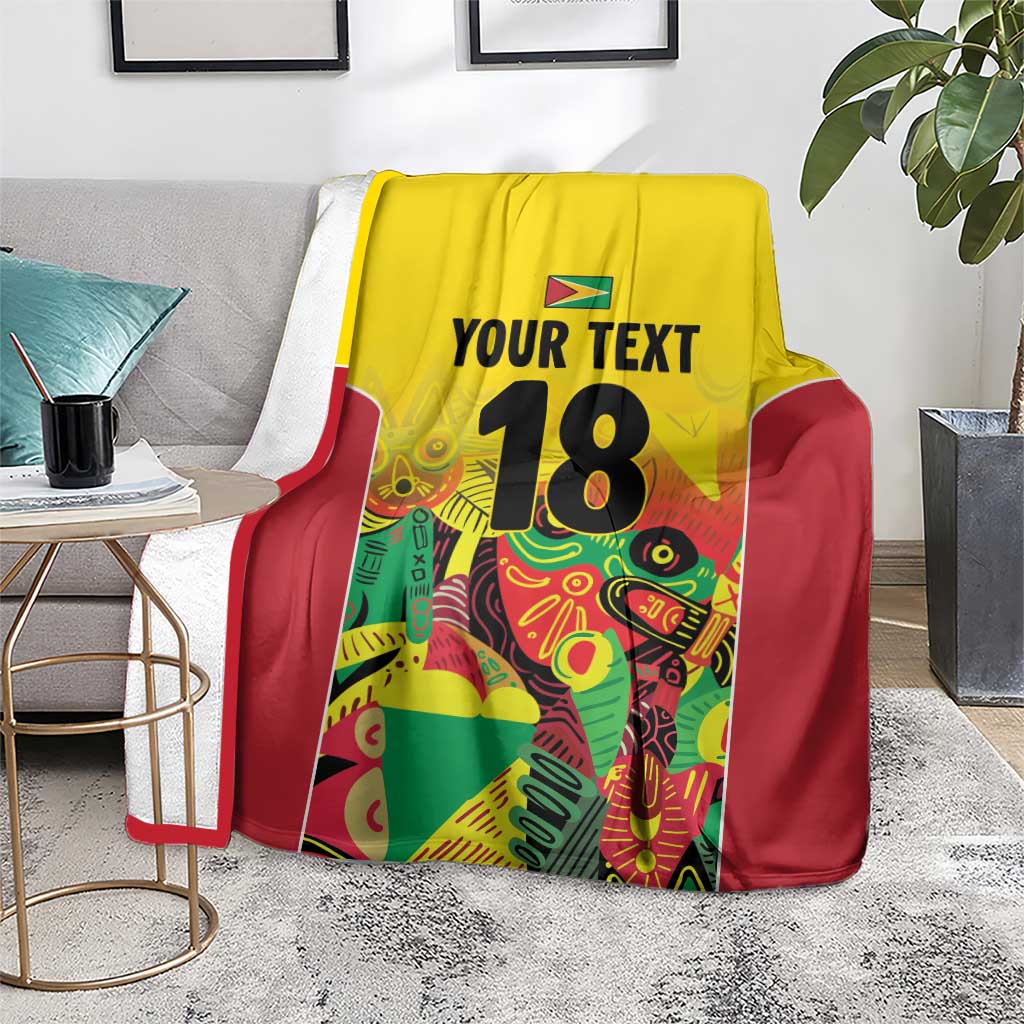 Custom Guyana Football Blanket Golden Jaguars Spirit - Yellow - Wonder Print Shop