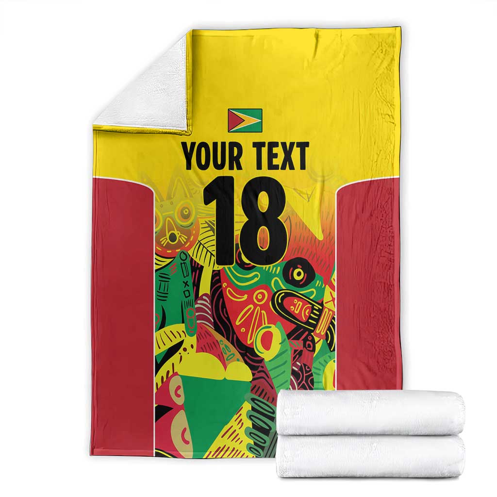Custom Guyana Football Blanket Golden Jaguars Spirit - Yellow - Wonder Print Shop