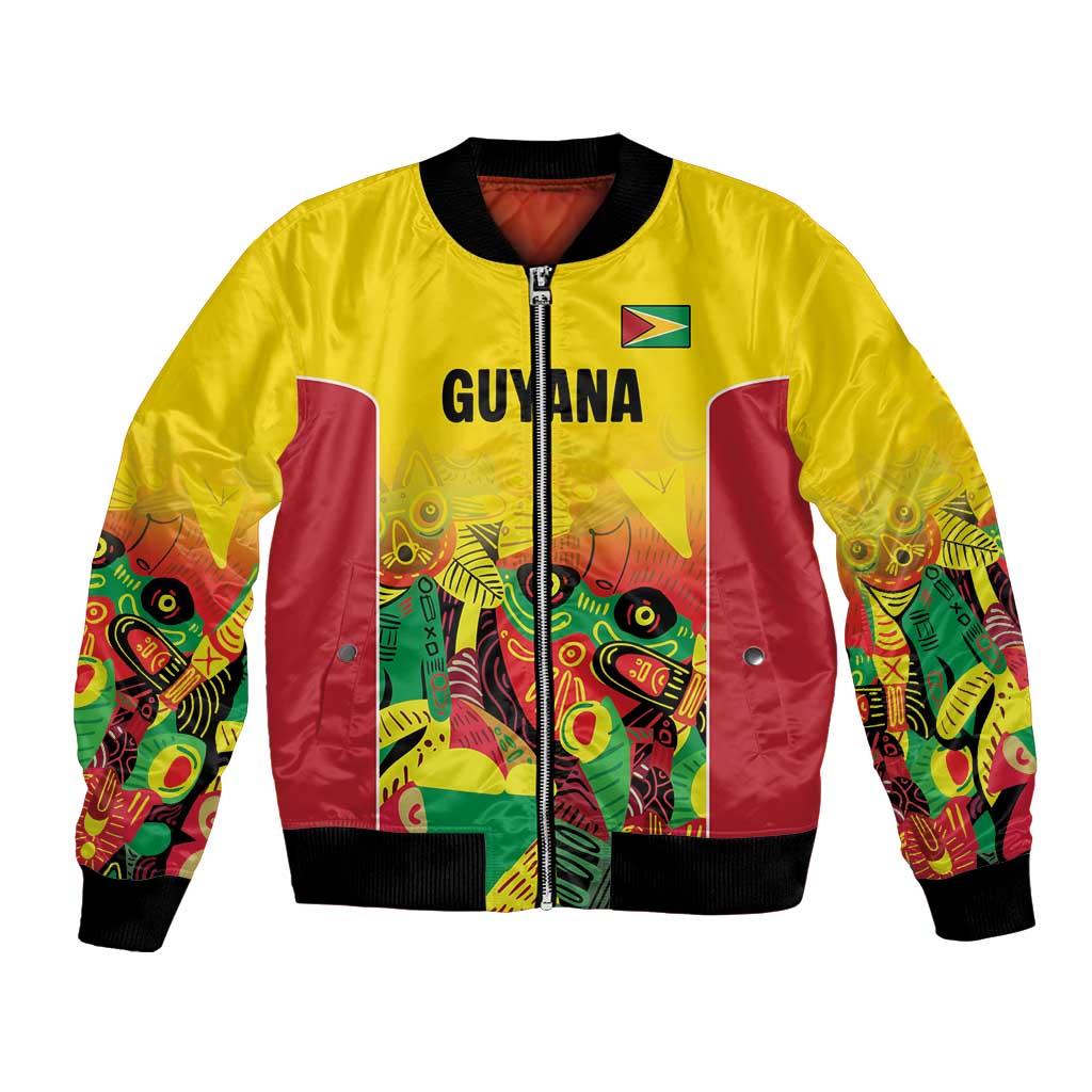 Custom Guyana Football Bomber Jacket Golden Jaguars Spirit - Yellow - Wonder Print Shop