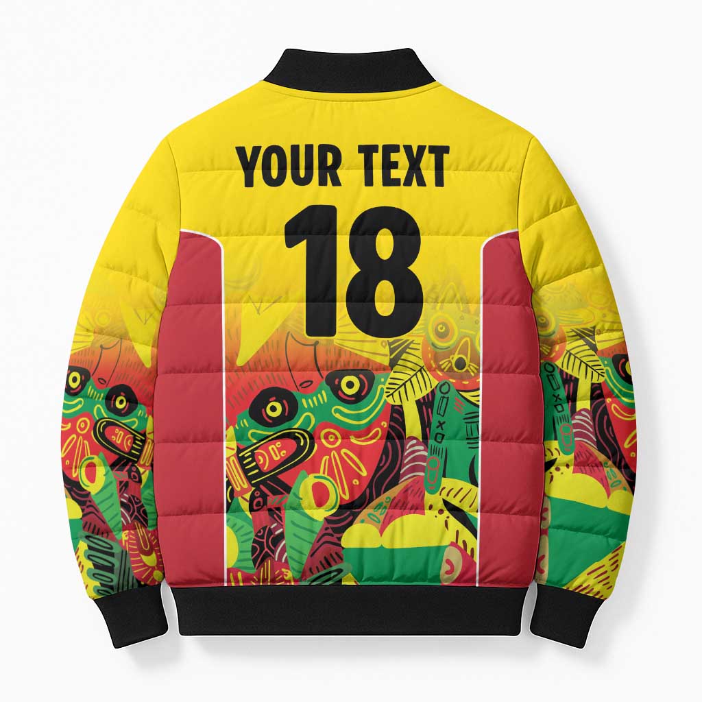 Custom Guyana Football Bomber Puffer Jacket Golden Jaguars Spirit - Yellow - Wonder Print Shop