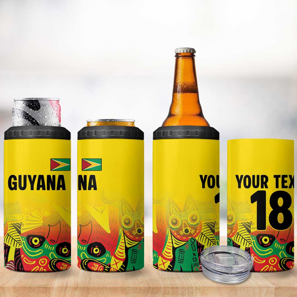 Custom Guyana Football 4 in 1 Can Cooler Tumbler Golden Jaguars Spirit - Yellow - Wonder Print Shop