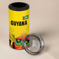 Custom Guyana Football 4 in 1 Can Cooler Tumbler Golden Jaguars Spirit - Yellow - Wonder Print Shop