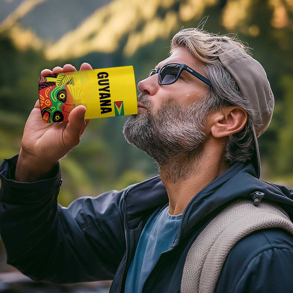 Custom Guyana Football 4 in 1 Can Cooler Tumbler Golden Jaguars Spirit - Yellow - Wonder Print Shop