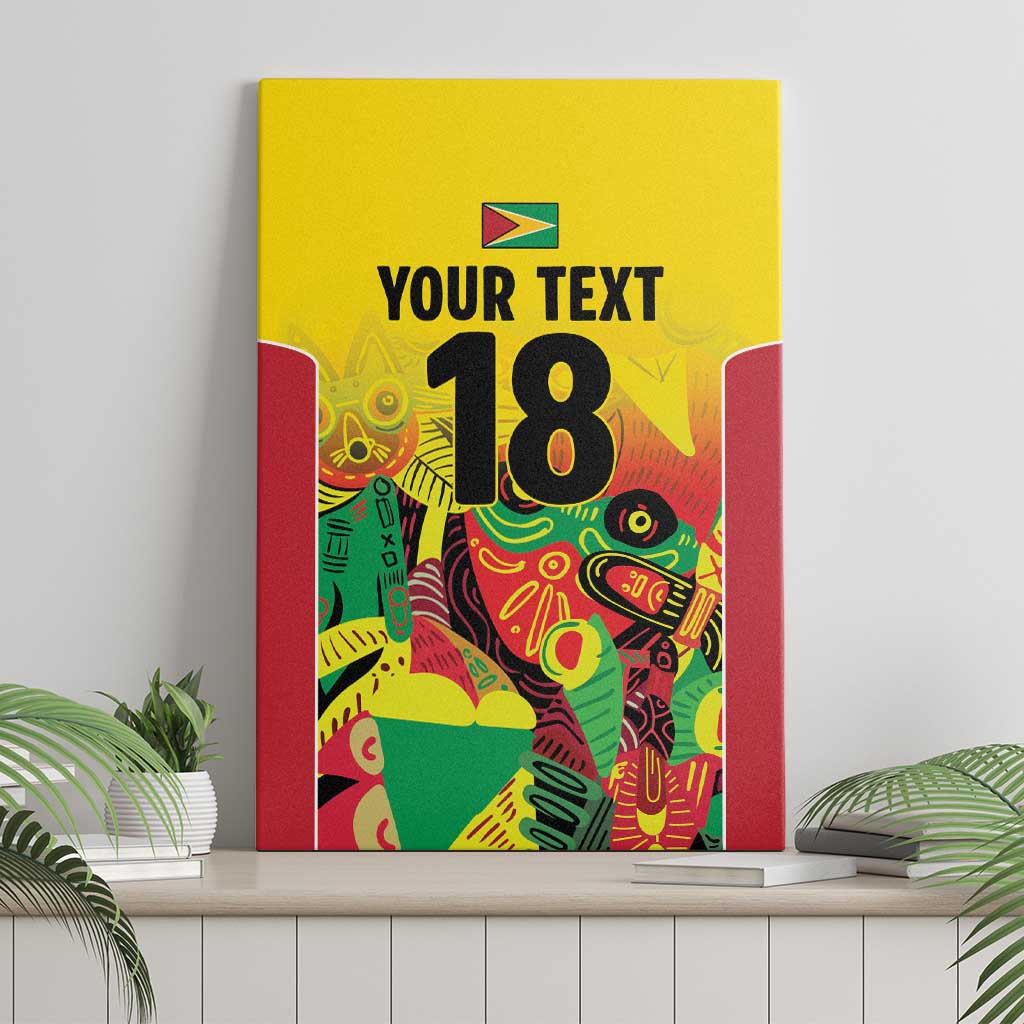 Custom Guyana Football Canvas Wall Art Golden Jaguars Spirit - Yellow - Wonder Print Shop
