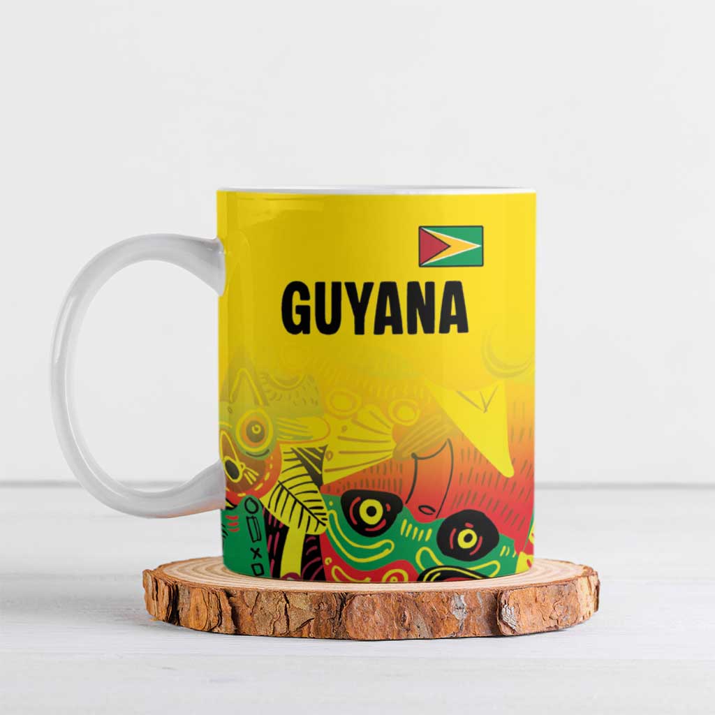 Custom Guyana Football Ceramic Mug Golden Jaguars Spirit - Yellow - Wonder Print Shop