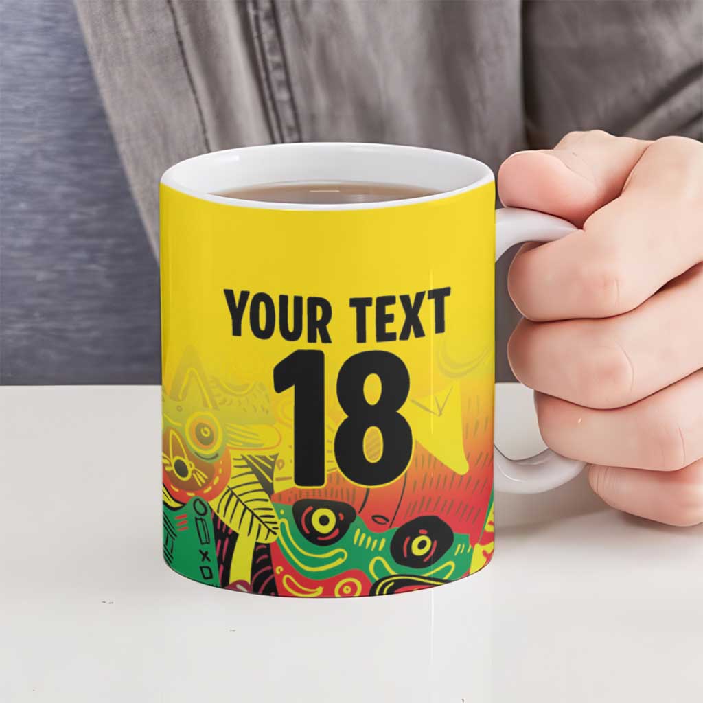 Custom Guyana Football Ceramic Mug Golden Jaguars Spirit - Yellow - Wonder Print Shop