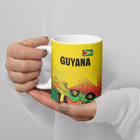 Custom Guyana Football Ceramic Mug Golden Jaguars Spirit - Yellow - Wonder Print Shop