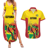 Custom Guyana Football Couples Matching Summer Maxi Dress and Hawaiian Shirt Golden Jaguars Spirit - Yellow - Wonder Print Shop