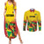 Custom Guyana Football Couples Matching Summer Maxi Dress and Long Sleeve Button Shirt Golden Jaguars Spirit - Yellow - Wonder Print Shop