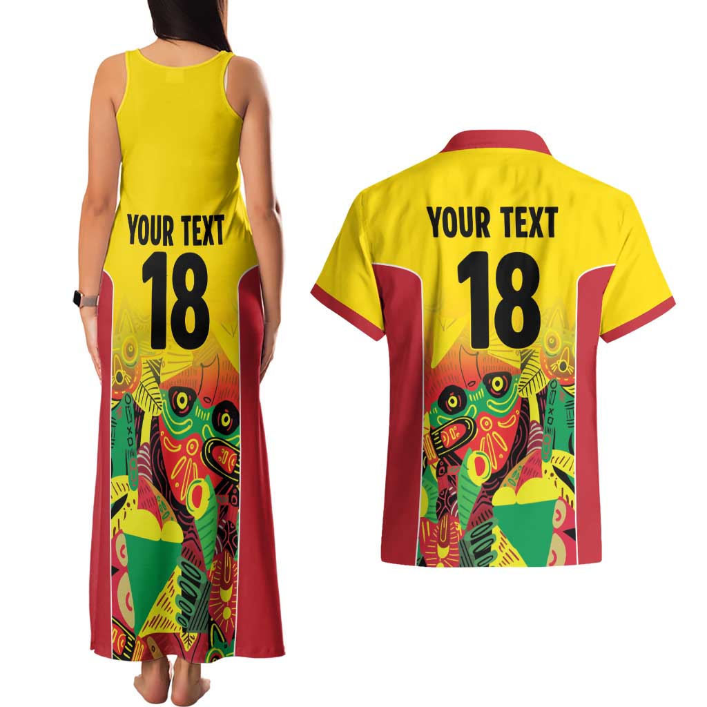 Custom Guyana Football Couples Matching Tank Maxi Dress and Hawaiian Shirt Golden Jaguars Spirit - Yellow - Wonder Print Shop
