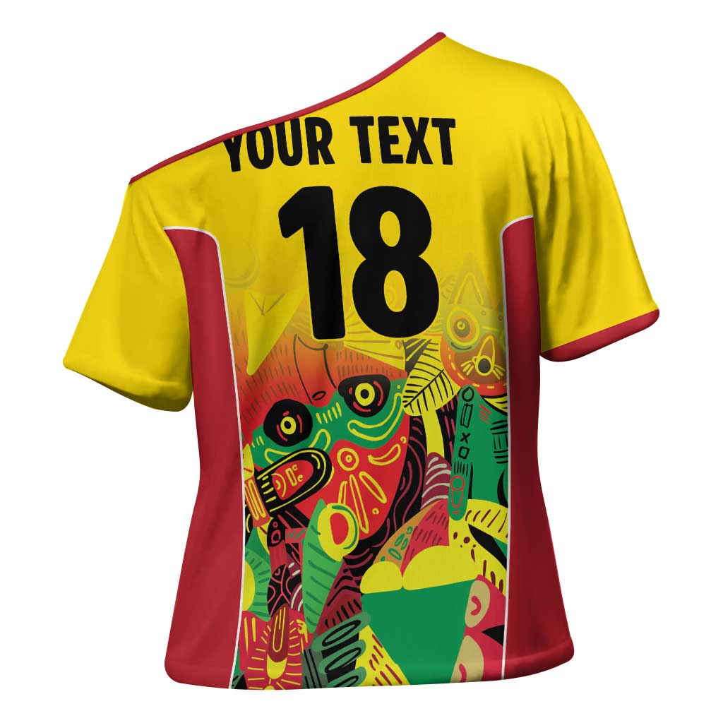 Custom Guyana Football Cross Shoulder Shirt Golden Jaguars Spirit - Yellow - Wonder Print Shop