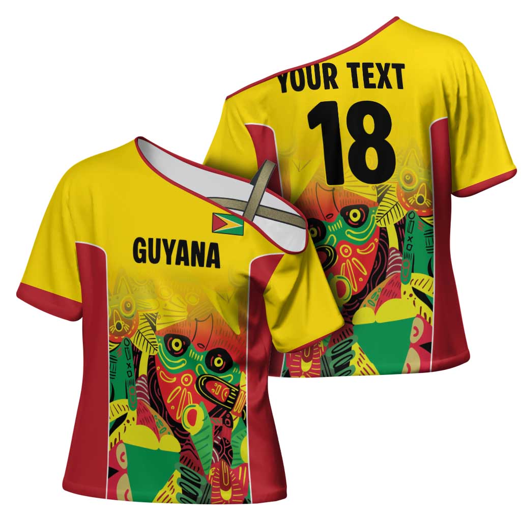Custom Guyana Football Cross Shoulder Shirt Golden Jaguars Spirit - Yellow - Wonder Print Shop
