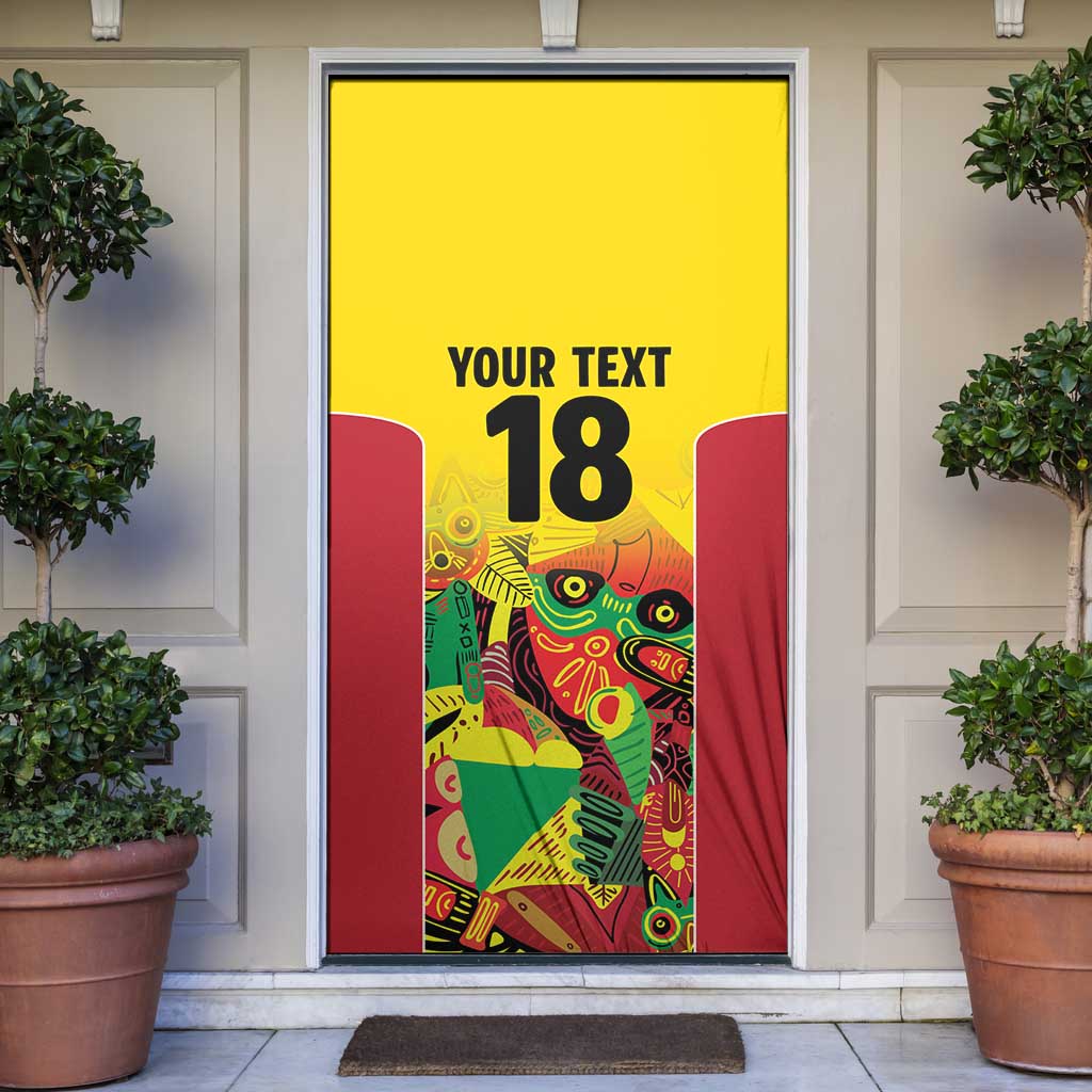Custom Guyana Football Door Cover Golden Jaguars Spirit - Yellow - Wonder Print Shop