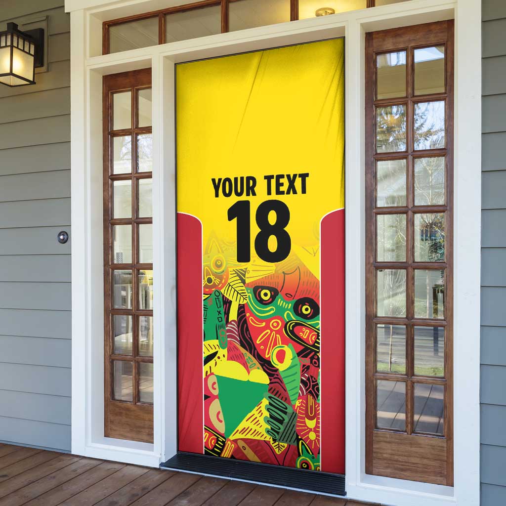 Custom Guyana Football Door Cover Golden Jaguars Spirit - Yellow - Wonder Print Shop