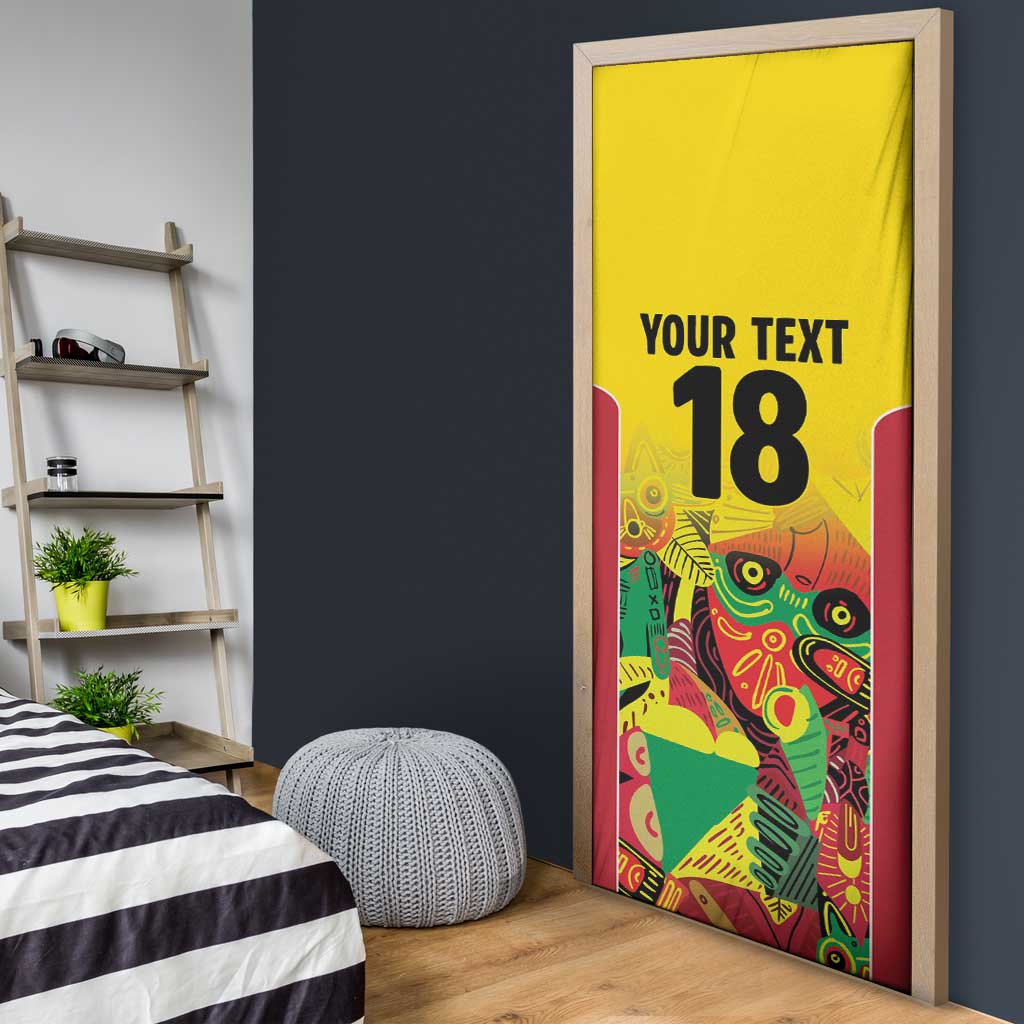 Custom Guyana Football Door Cover Golden Jaguars Spirit - Yellow - Wonder Print Shop