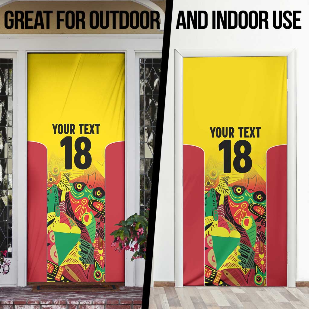 Custom Guyana Football Door Cover Golden Jaguars Spirit - Yellow - Wonder Print Shop