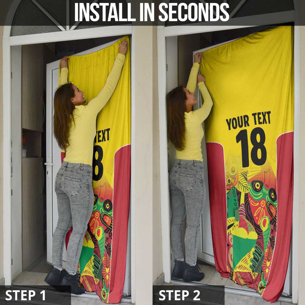 Custom Guyana Football Door Cover Golden Jaguars Spirit - Yellow - Wonder Print Shop