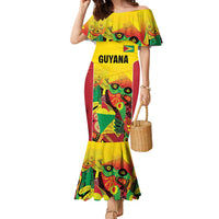 Custom Guyana Football Family Matching Mermaid Dress and Hawaiian Shirt Golden Jaguars Spirit - Yellow - Wonder Print Shop