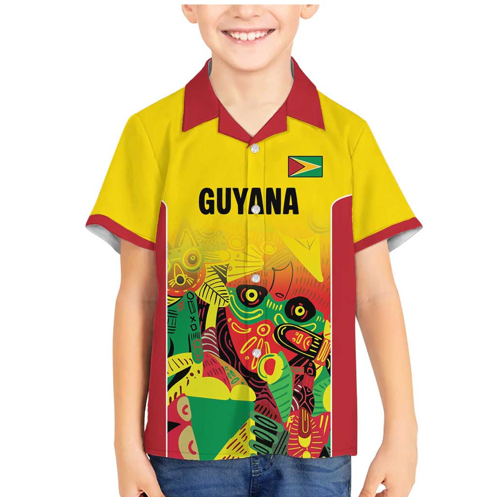 Custom Guyana Football Family Matching Mermaid Dress and Hawaiian Shirt Golden Jaguars Spirit - Yellow - Wonder Print Shop