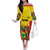Custom Guyana Football Family Matching Off The Shoulder Long Sleeve Dress and Hawaiian Shirt Golden Jaguars Spirit - Yellow - Wonder Print Shop