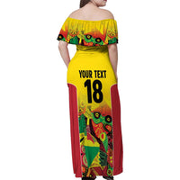 Custom Guyana Football Family Matching Off Shoulder Maxi Dress and Hawaiian Shirt Golden Jaguars Spirit - Yellow - Wonder Print Shop