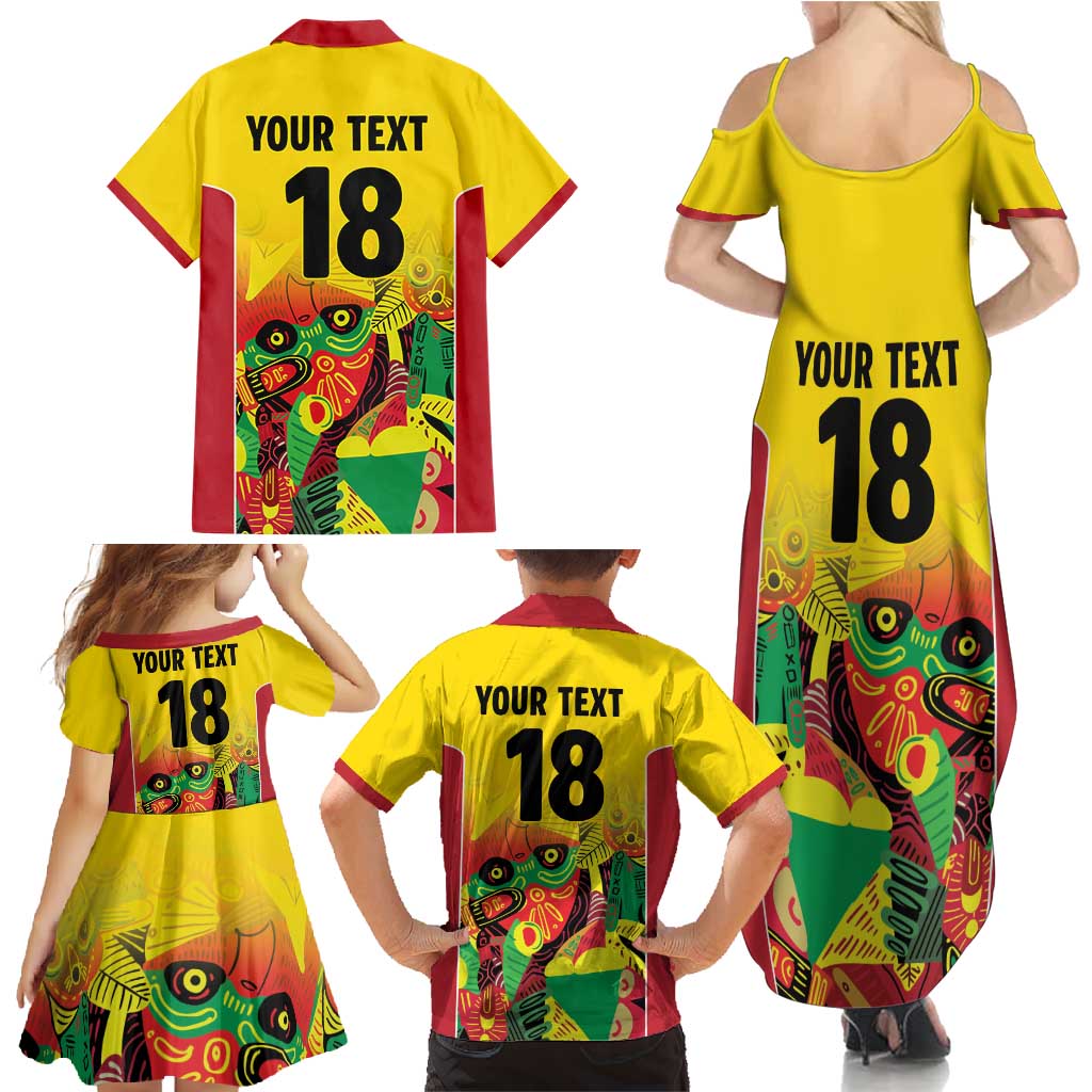 Custom Guyana Football Family Matching Summer Maxi Dress and Hawaiian Shirt Golden Jaguars Spirit - Yellow - Wonder Print Shop