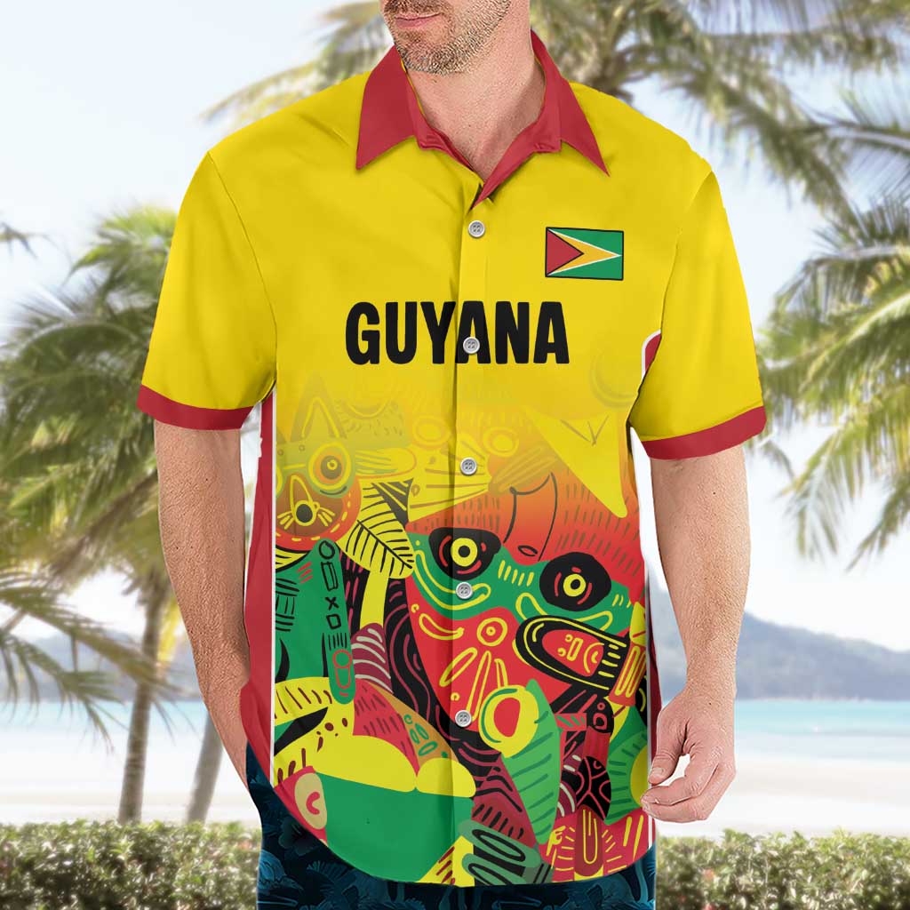 Custom Guyana Football Hawaiian Shirt Golden Jaguars Spirit - Yellow - Wonder Print Shop