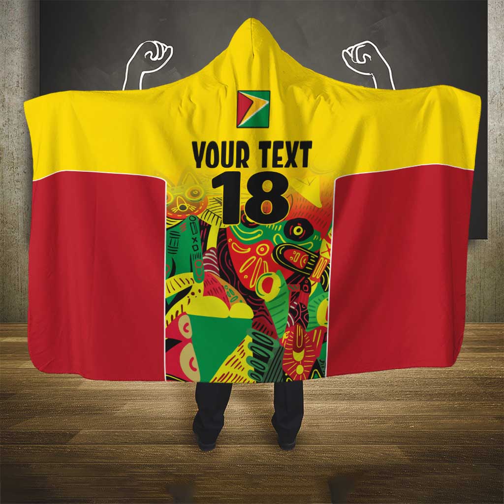 Custom Guyana Football Hooded Blanket Golden Jaguars Spirit - Yellow - Wonder Print Shop