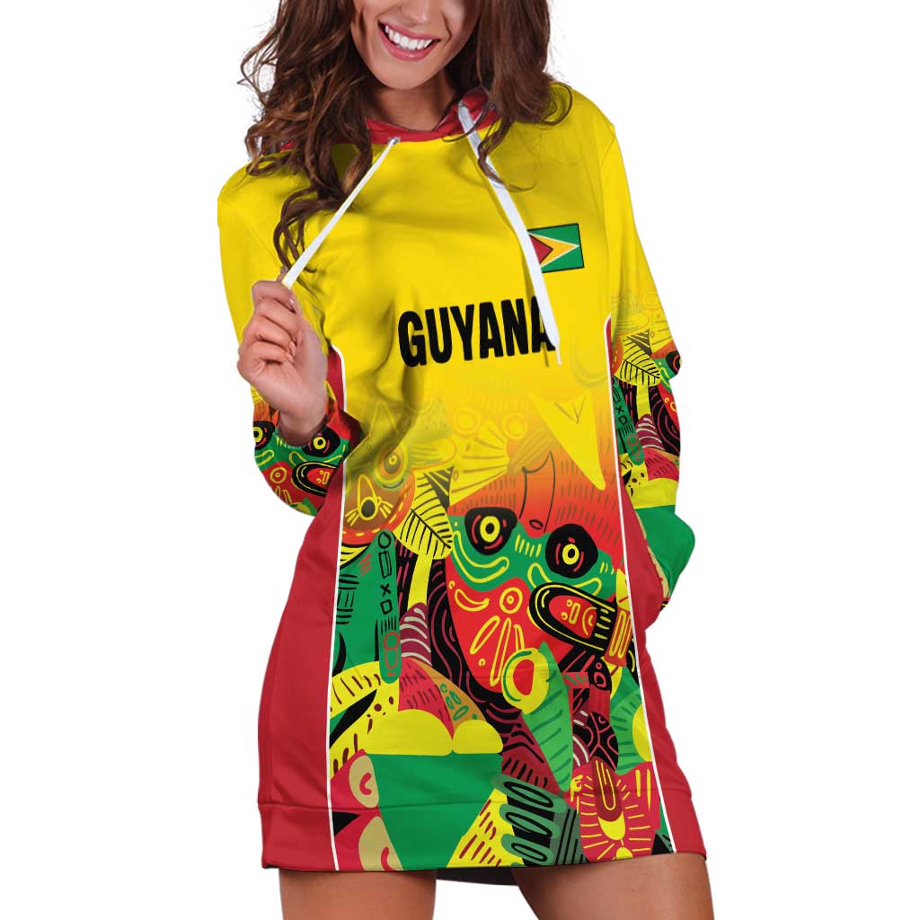 Custom Guyana Football Hoodie Dress Golden Jaguars Spirit - Yellow - Wonder Print Shop