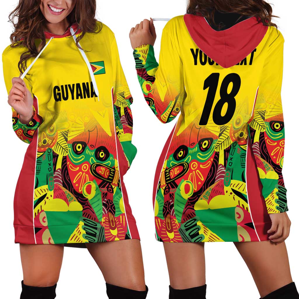 Custom Guyana Football Hoodie Dress Golden Jaguars Spirit - Yellow - Wonder Print Shop