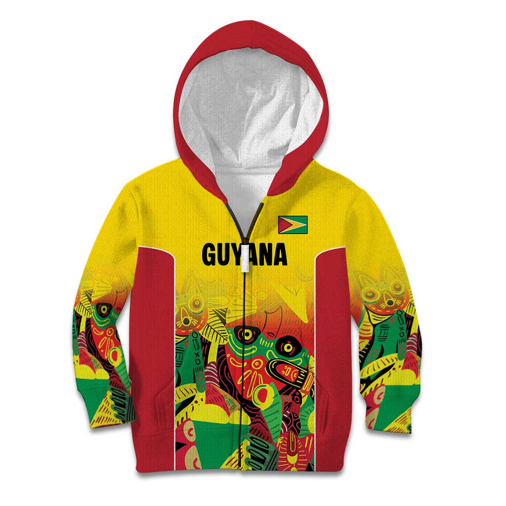 Custom Guyana Football Kid Hoodie Golden Jaguars Spirit - Yellow - Wonder Print Shop