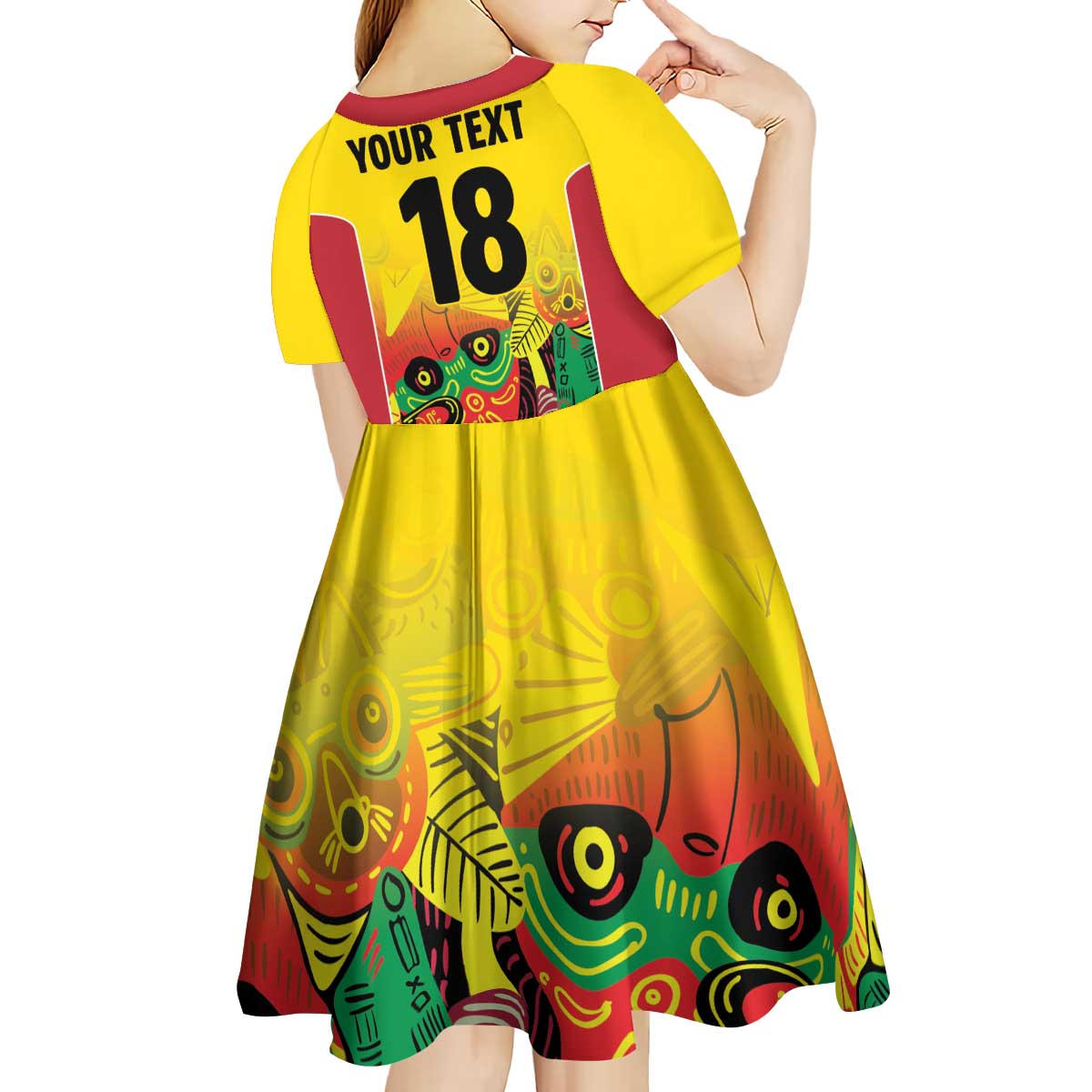 Custom Guyana Football Kid Short Sleeve Dress Golden Jaguars Spirit - Yellow - Wonder Print Shop