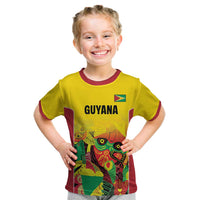 Custom Guyana Football Kid T Shirt Golden Jaguars Spirit - Yellow - Wonder Print Shop