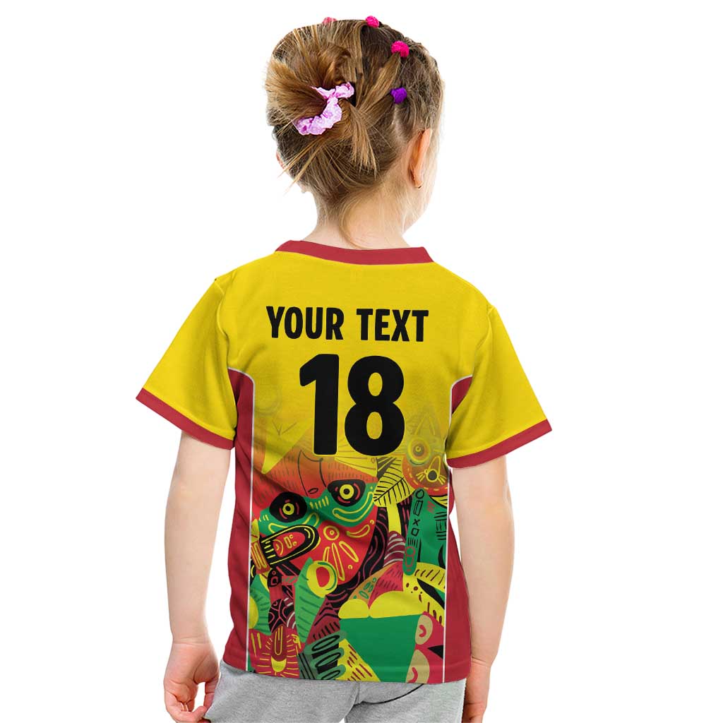 Custom Guyana Football Kid T Shirt Golden Jaguars Spirit - Yellow - Wonder Print Shop