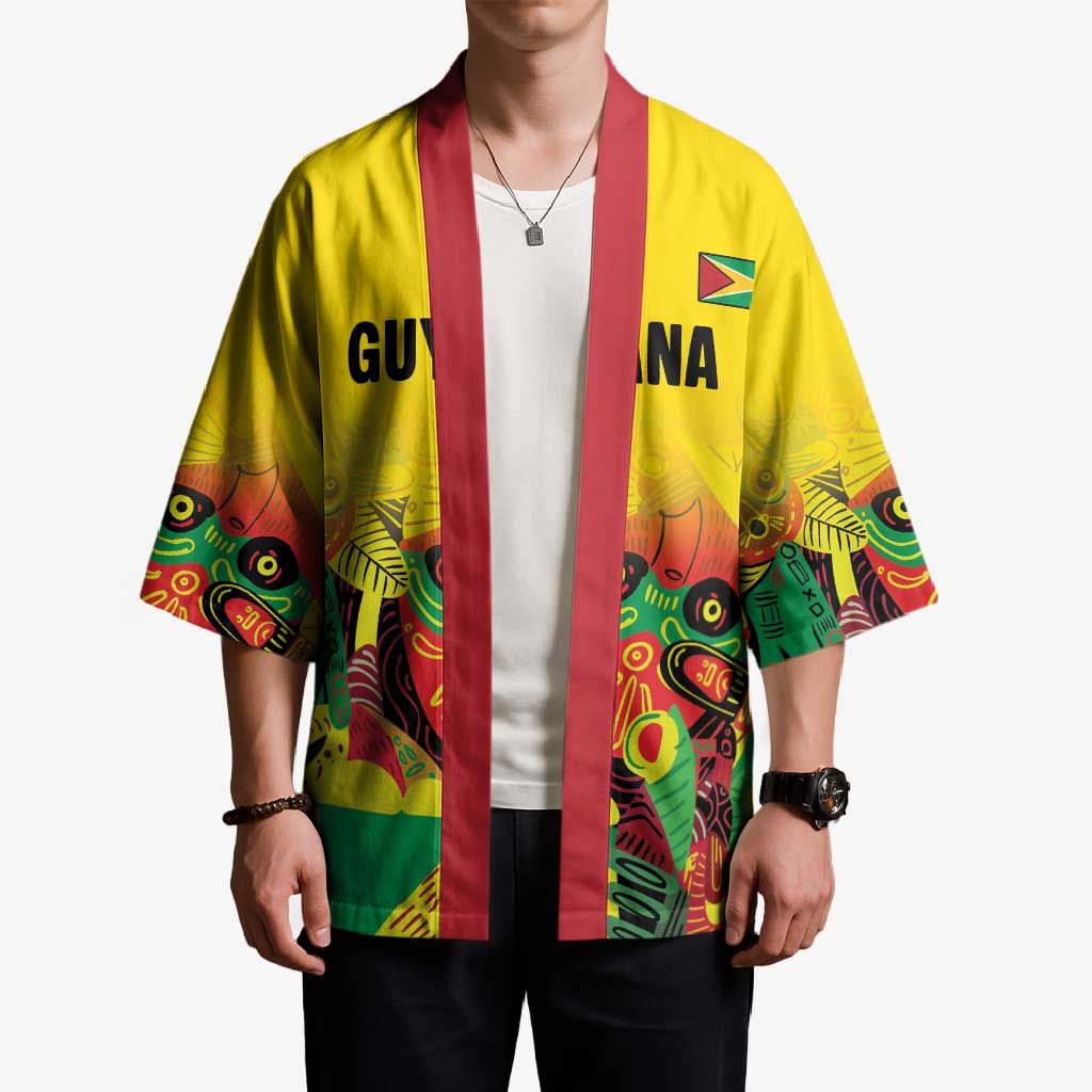 Custom Guyana Football Kimono Golden Jaguars Spirit - Yellow - Wonder Print Shop