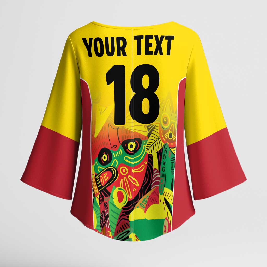 Custom Guyana Football Kimono Sleeve Blouse Golden Jaguars Spirit - Yellow - Wonder Print Shop