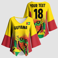 Custom Guyana Football Kimono Sleeve Blouse Golden Jaguars Spirit - Yellow - Wonder Print Shop