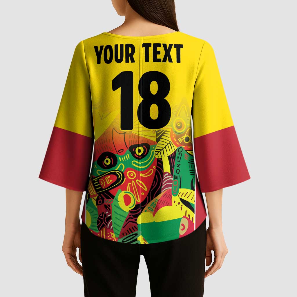 Custom Guyana Football Kimono Sleeve Blouse Golden Jaguars Spirit - Yellow - Wonder Print Shop