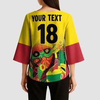 Custom Guyana Football Kimono Sleeve Blouse Golden Jaguars Spirit - Yellow - Wonder Print Shop