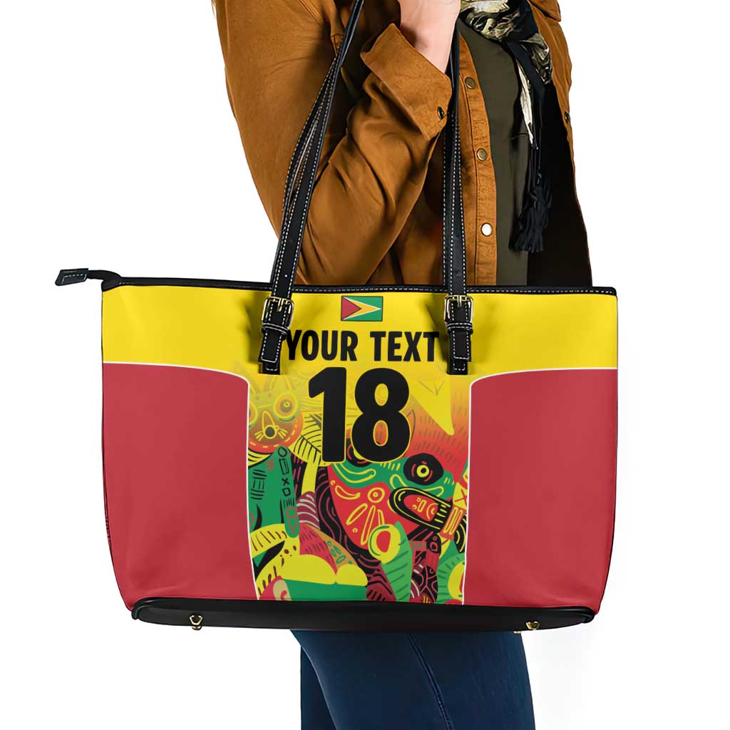 Custom Guyana Football Leather Tote Bag Golden Jaguars Spirit - Yellow - Wonder Print Shop